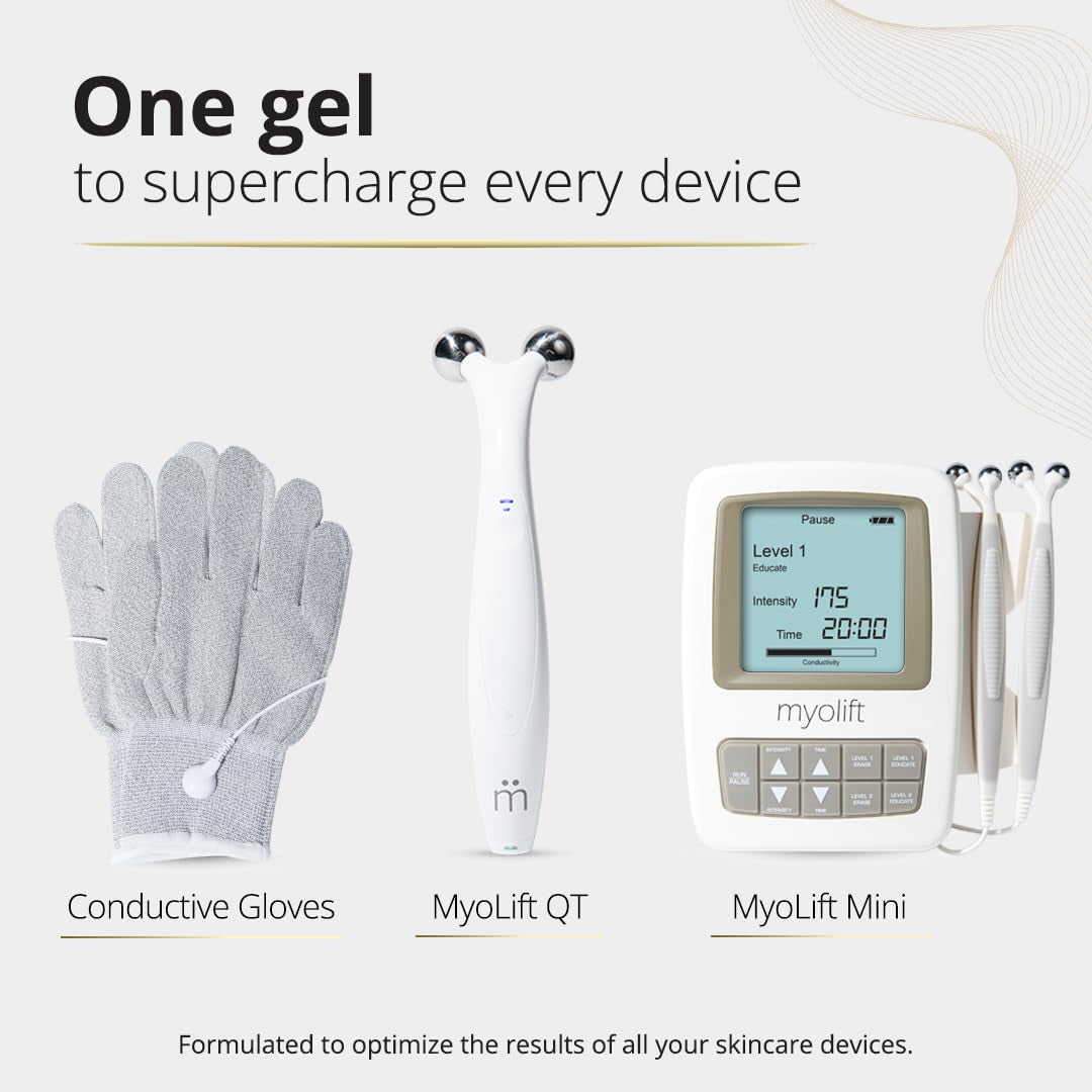 Myolift 8Oz Restore Conductive Gel with Bio-Active Complex 8Oz Facial Skin Care Products with Green Tea Extract, Hyaluronic Acid, anti Aging &Skin Tightening [4Ozx2] (8 Oz)